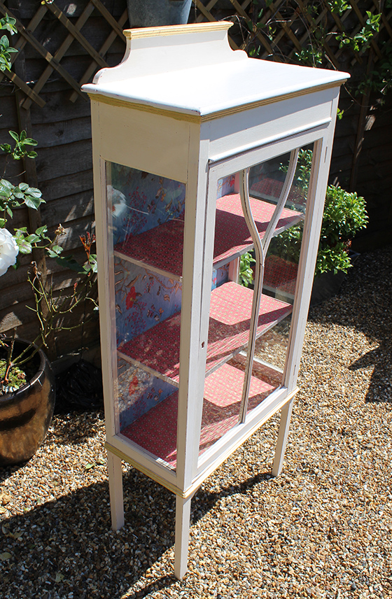 Edwardian Display unit with Gilded edging and decoupaged shelf and back board
