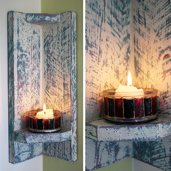 Corner candle sconce w